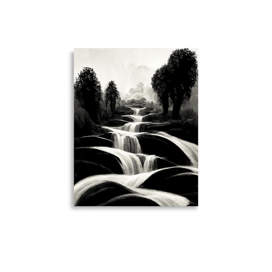 Cascading Nature: B&W - Luster Poster