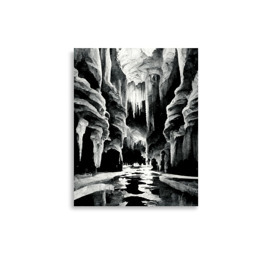 Cave Diving: B&W - Luster Poster