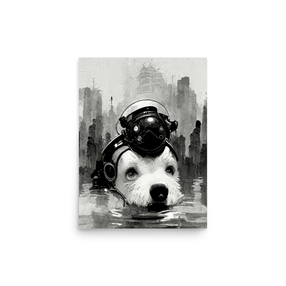 Robo-Dog: B&W - Luster Poster