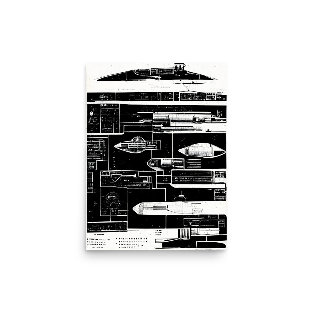 Rocket Design: B&W - Luster Poster