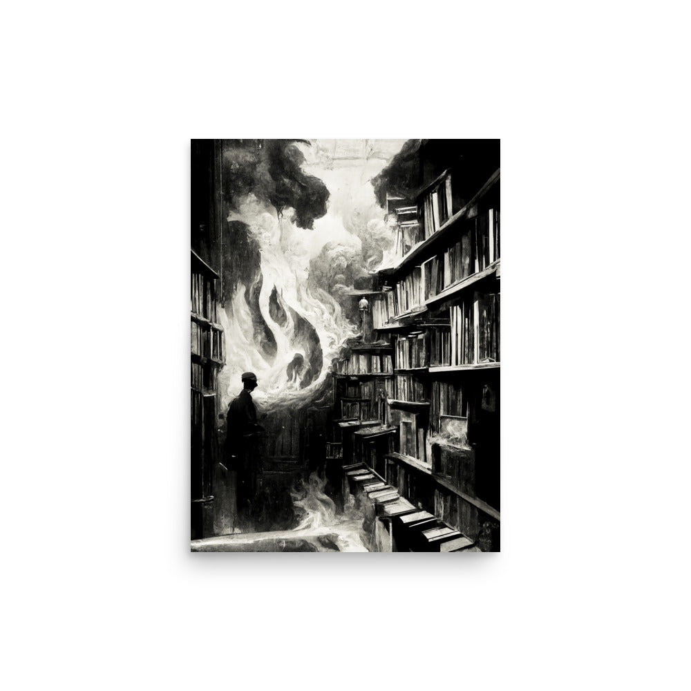 Fiery Exit: B&W - Luster Poster