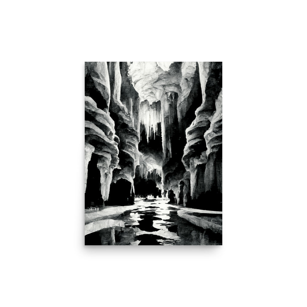 Cave Diving: B&W - Luster Poster