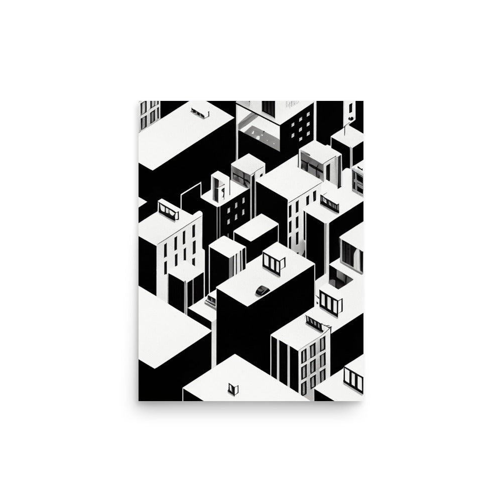 City Shapes: B&W - Luster Poster