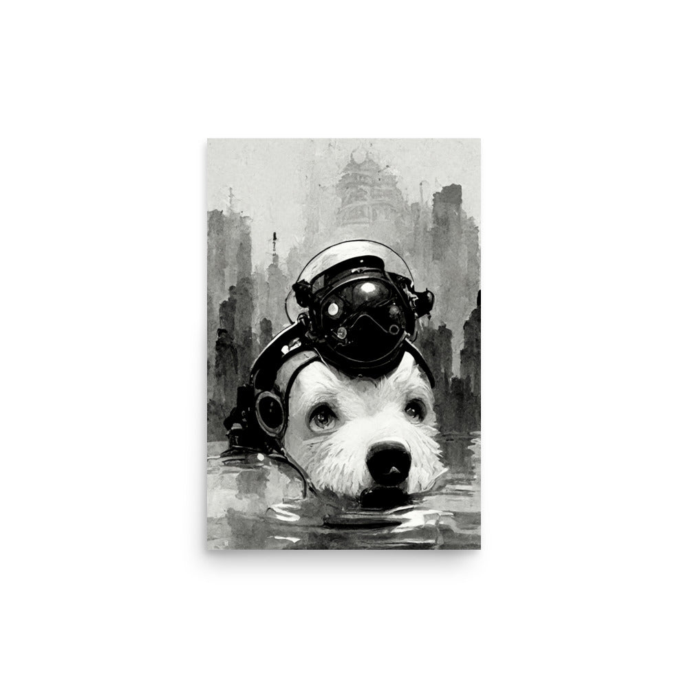 Robo-Dog: B&W - Luster Poster