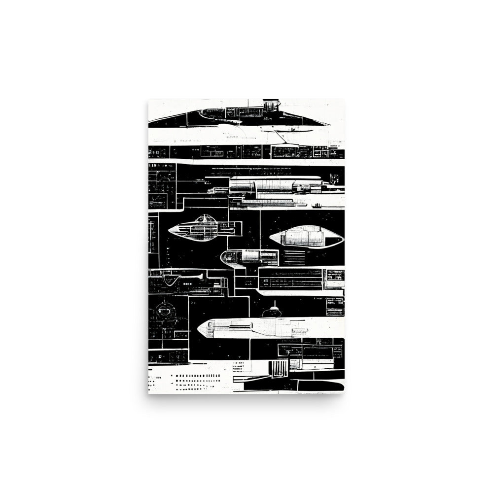 Rocket Design: B&W - Luster Poster