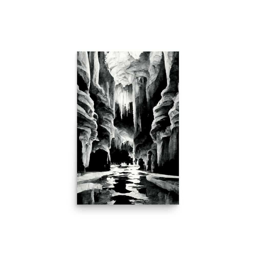 Cave Diving: B&W - Luster Poster