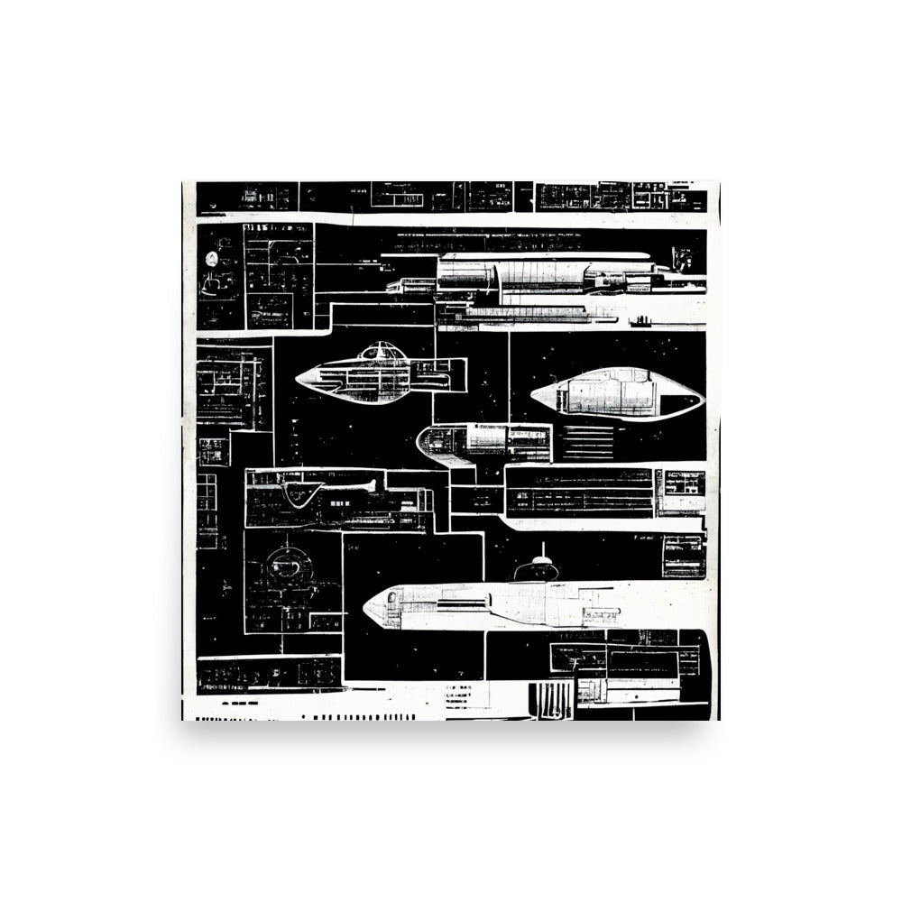 Rocket Design: B&W - Luster Poster