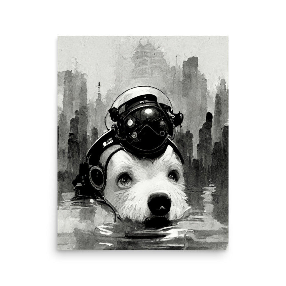 Robo-Dog: B&W - Luster Poster