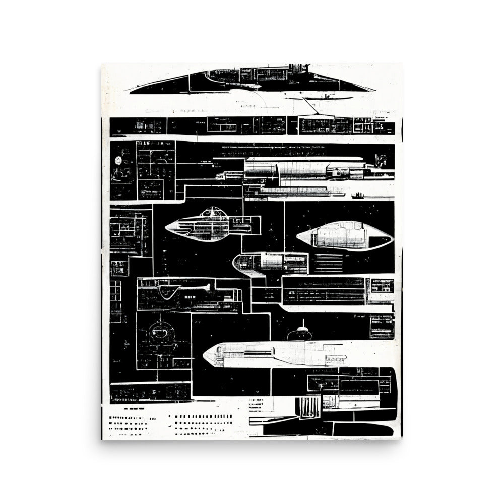 Rocket Design: B&W - Luster Poster