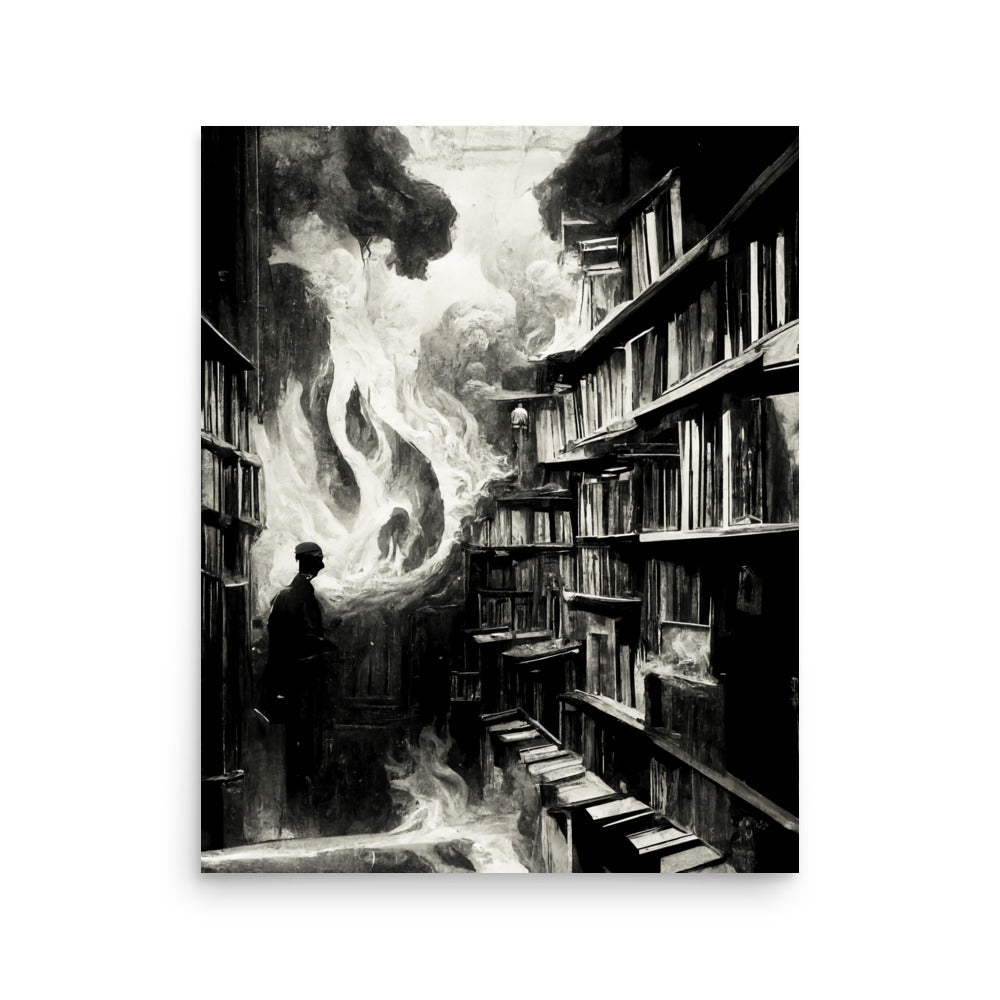 Fiery Exit: B&W - Luster Poster