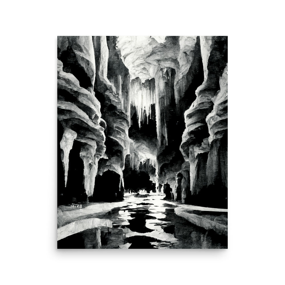 Cave Diving: B&W - Luster Poster