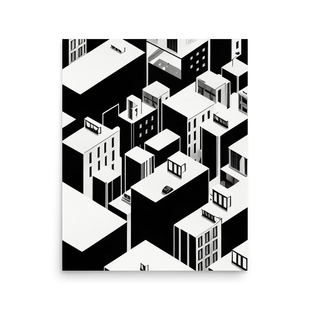 City Shapes: B&W - Luster Poster