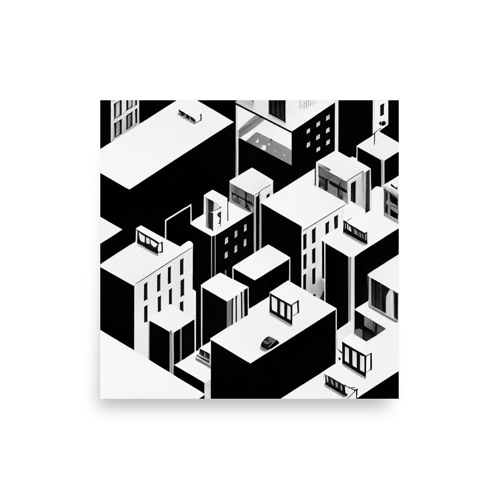 City Shapes: B&W - Luster Poster