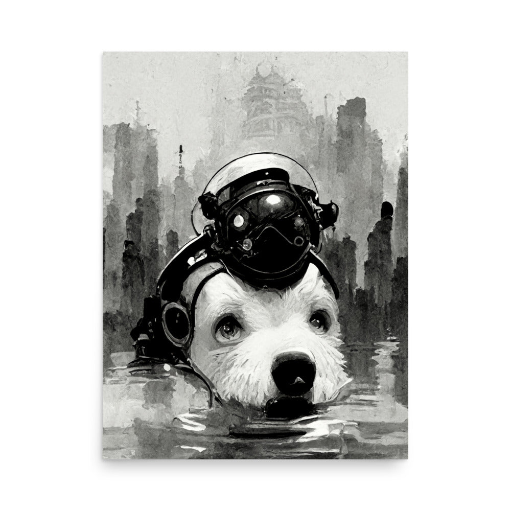 Robo-Dog: B&W - Luster Poster