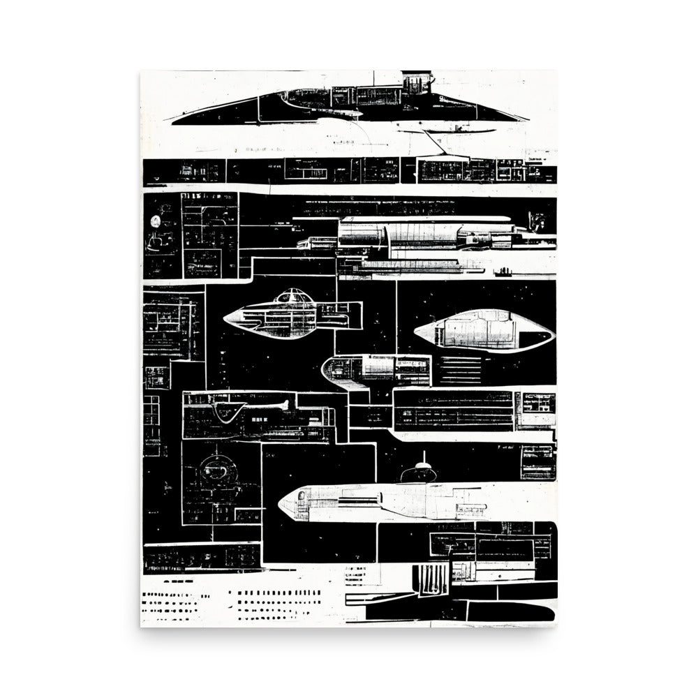 Rocket Design: B&W - Luster Poster