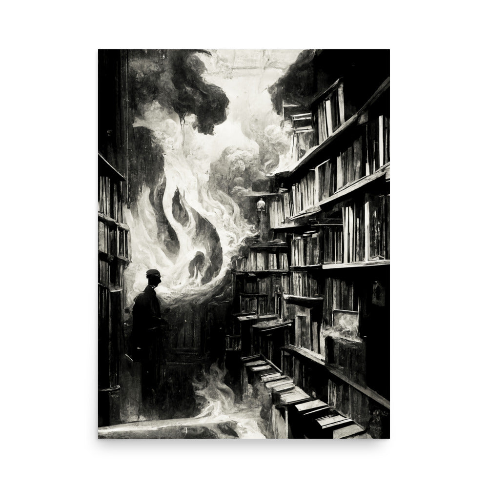 Fiery Exit: B&W - Luster Poster