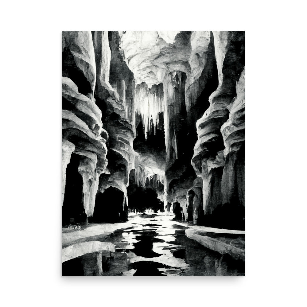 Cave Diving: B&W - Luster Poster