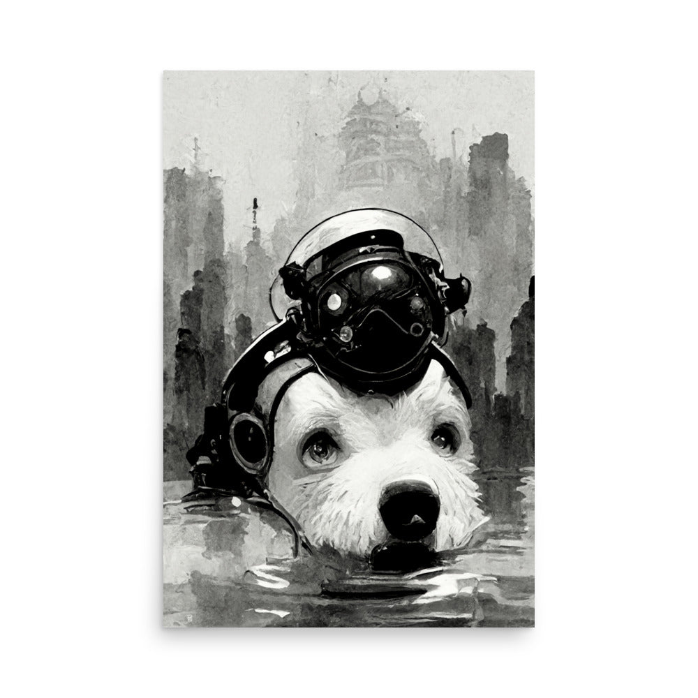 Robo-Dog: B&W - Luster Poster