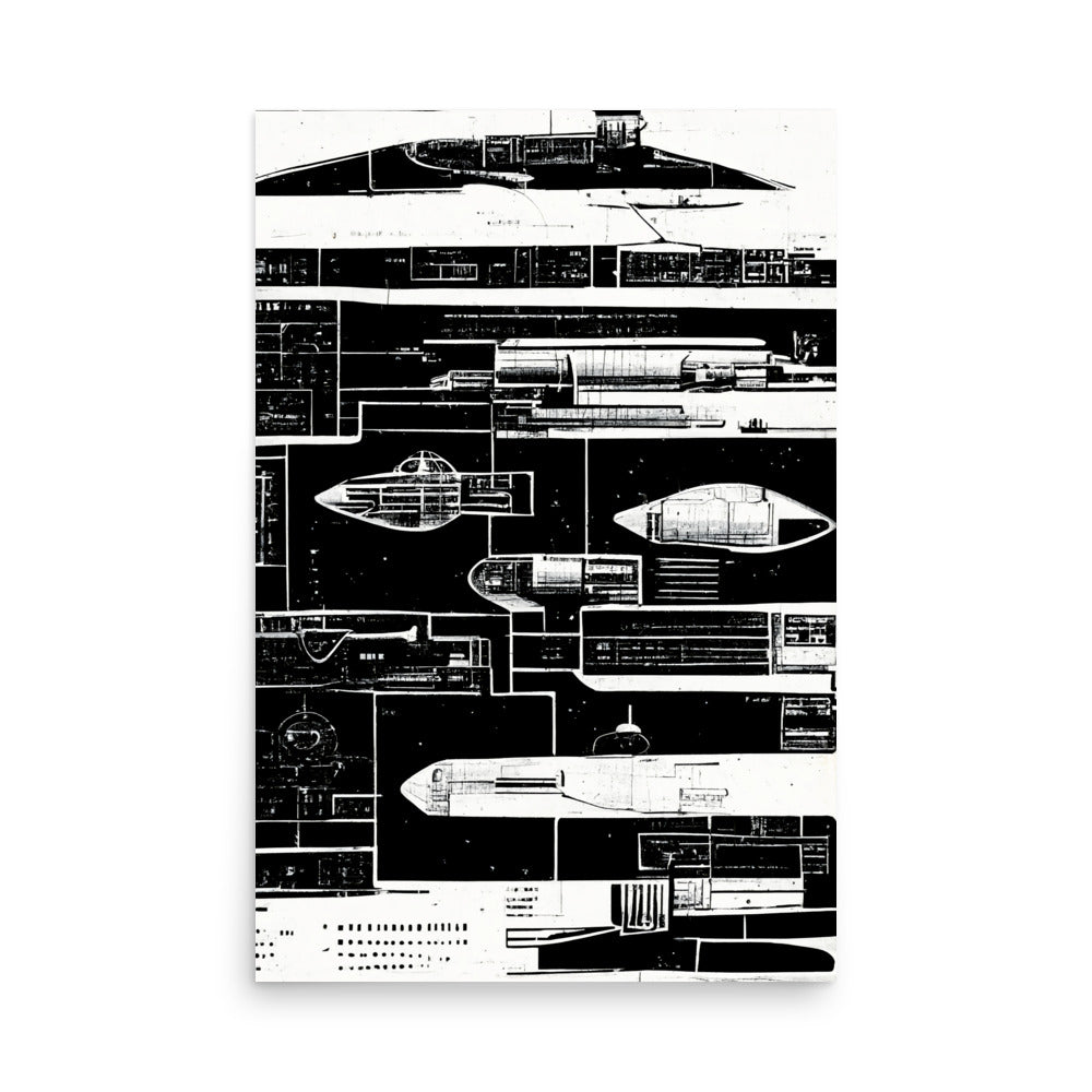 Rocket Design: B&W - Luster Poster