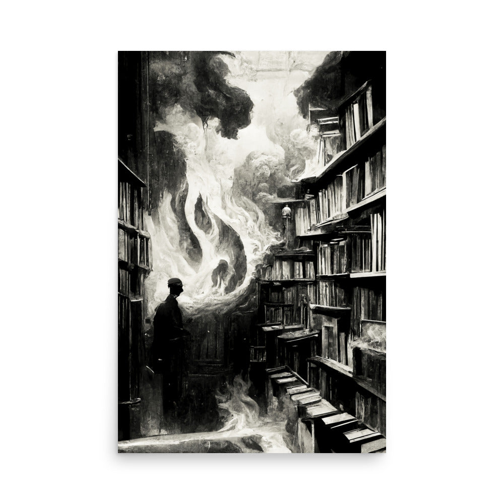 Fiery Exit: B&W - Luster Poster