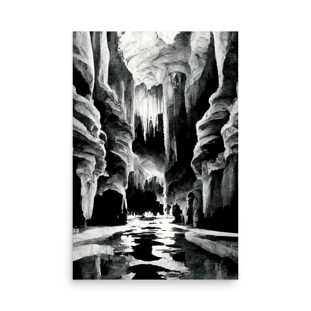 Cave Diving: B&W - Luster Poster