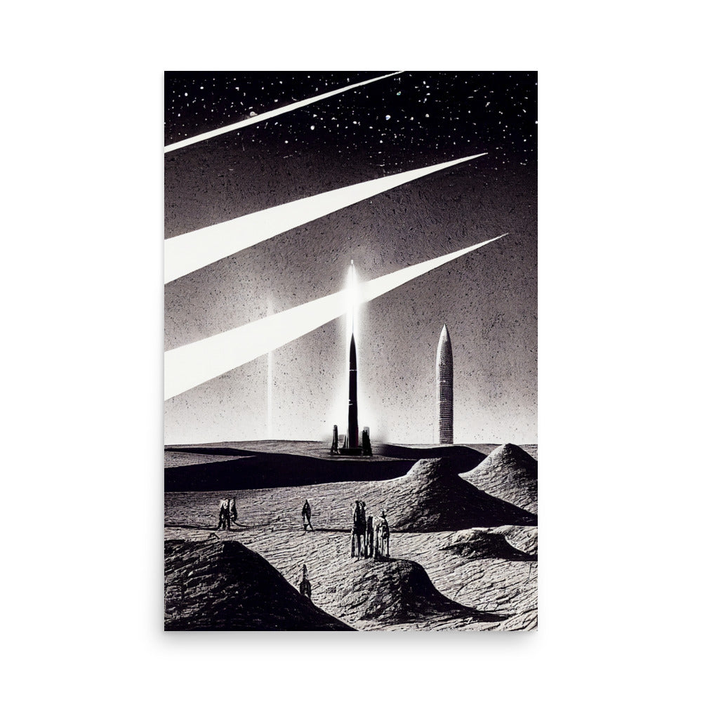 Space Race: B&W - Luster Poster