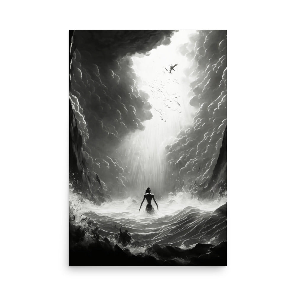 Wave Walker: B&W - Luster Poster