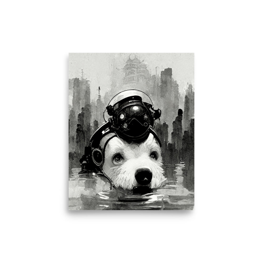 Robo-Dog: B&W - Luster Poster