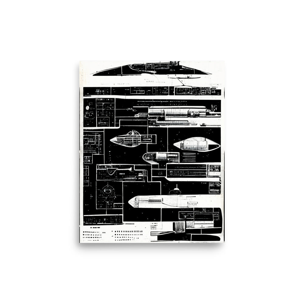 Rocket Design: B&W - Luster Poster