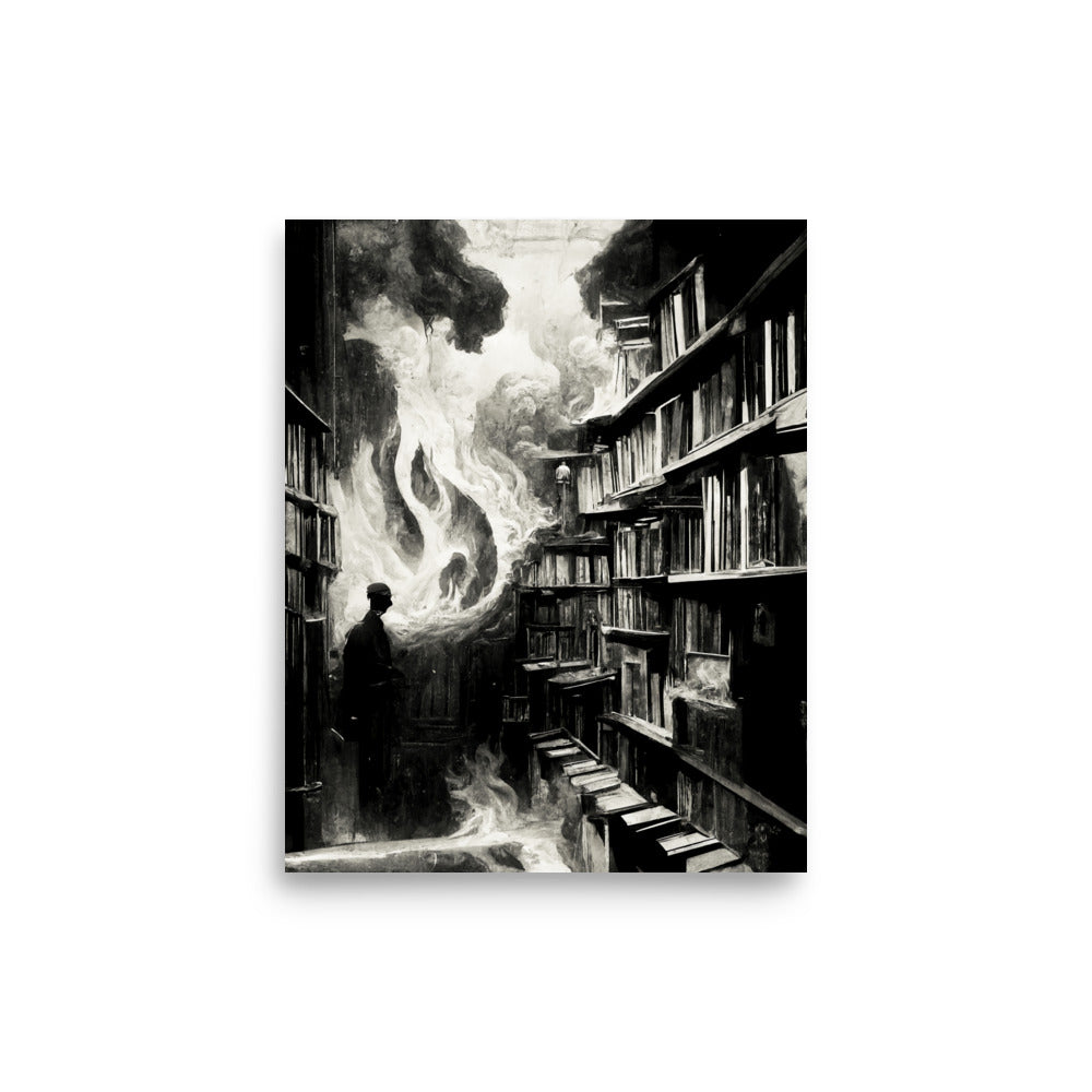 Fiery Exit: B&W - Luster Poster