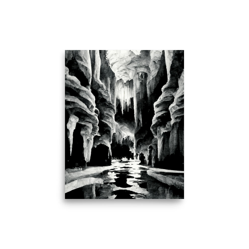 Cave Diving: B&W - Luster Poster